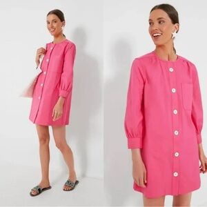 Tuckernuck Women’s Sz S Pink A-Line Button Down Mini Dress Long Sleeve Blake